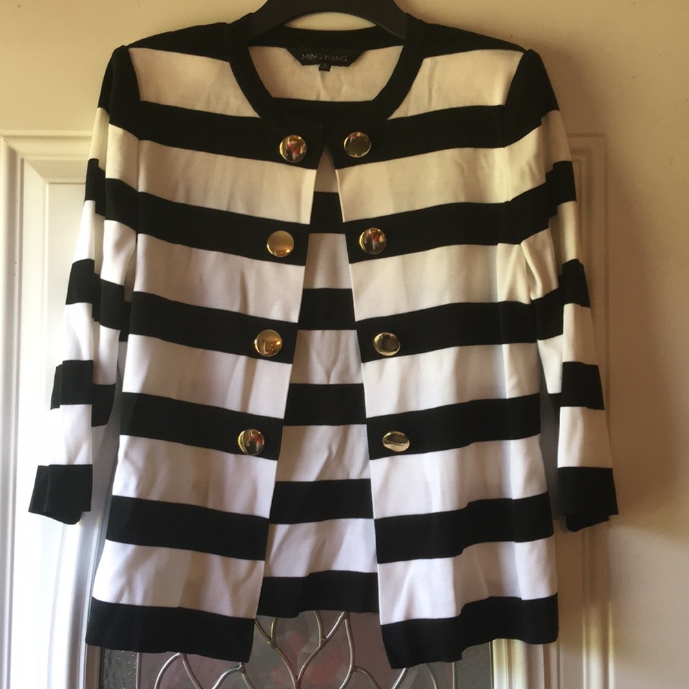 Ming Wang sweater black and white